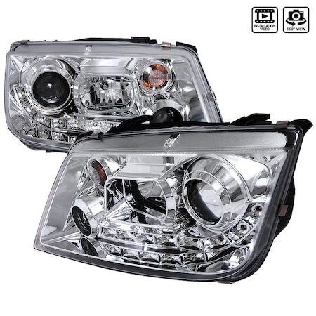 Spec-D Tuning 99-04 Volkswagen Jetta R8 Style Halo LED Projector Chrome LHP-JET99-8-TM
